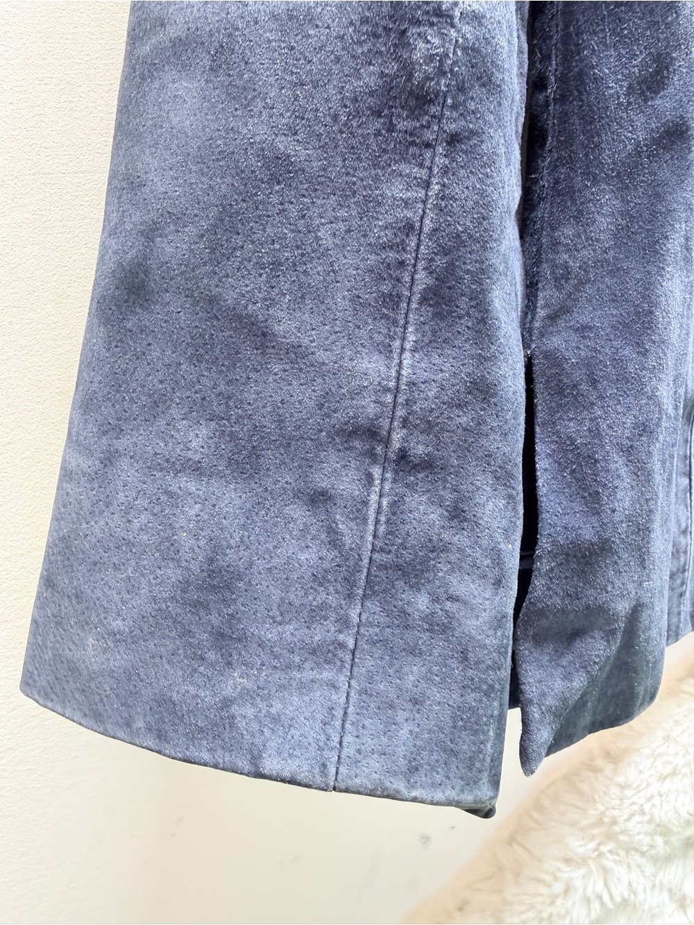 Leather Navy Blue Suede Button Down Blazer Business Casual Size 9 Jacket 🧥 - Picture 2 of 6